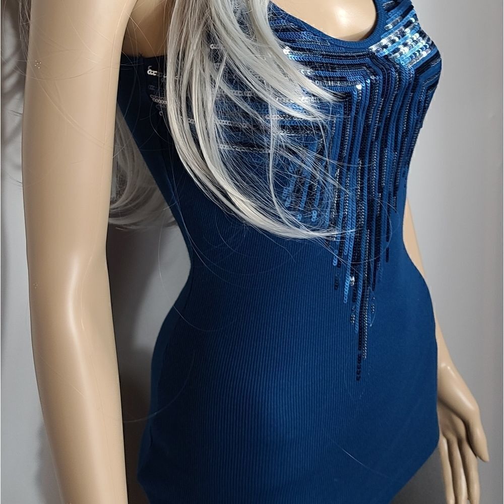 Express  Blue Sequence Tank Top - Picture 11 of 12